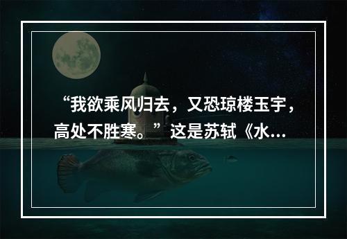 “我欲乘风归去，又恐琼楼玉宇，高处不胜寒。”这是苏轼《水调