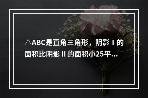 △ABC是直角三角形，阴影Ⅰ的面积比阴影Ⅱ的面积小25平方