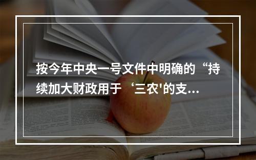 按今年中央一号文件中明确的“持续加大财政用于‘三农'的支出