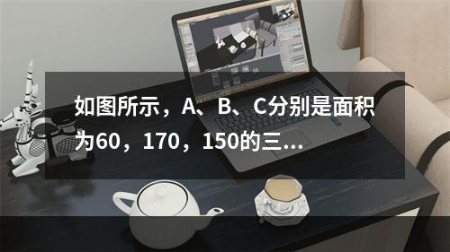 如图所示，A、B、C分别是面积为60，170，150的三张