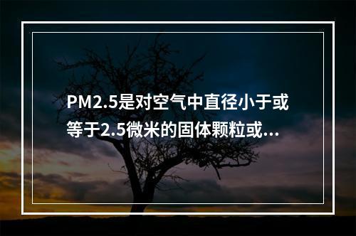 PM2.5是对空气中直径小于或等于2.5微米的固体颗粒或液