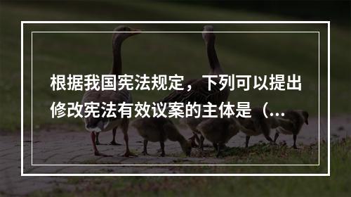 根据我国宪法规定，下列可以提出修改宪法有效议案的主体是（　