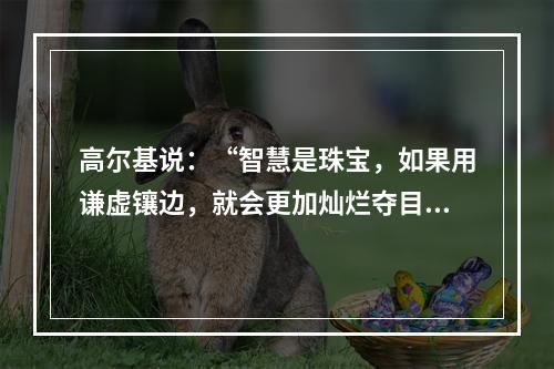 高尔基说：“智慧是珠宝，如果用谦虚镶边，就会更加灿烂夺目。