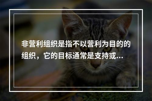 非营利组织是指不以营利为目的的组织，它的目标通常是支持或处