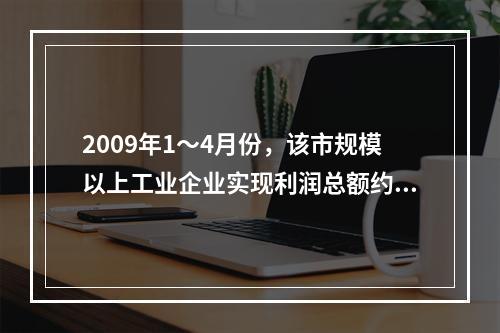 2009年1～4月份，该市规模以上工业企业实现利润总额约为（