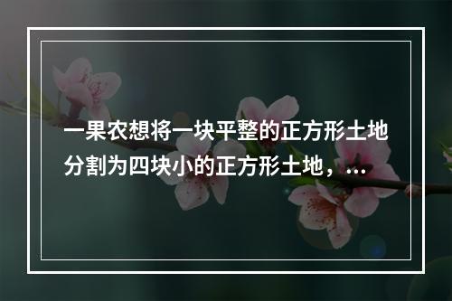 一果农想将一块平整的正方形土地分割为四块小的正方形土地，并