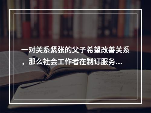 一对关系紧张的父子希望改善关系，那么社会工作者在制订服务计划