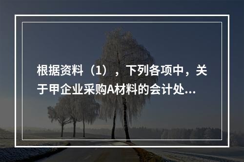 根据资料（1），下列各项中，关于甲企业采购A材料的会计处理结