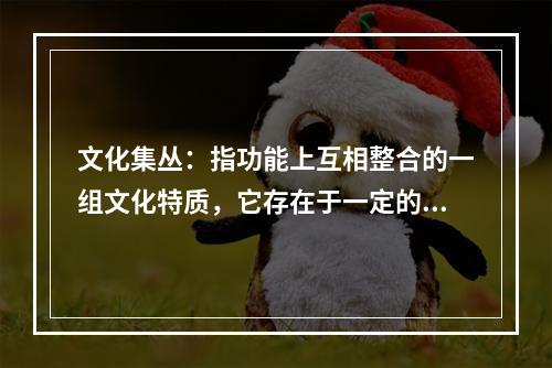 文化集丛：指功能上互相整合的一组文化特质，它存在于一定的时