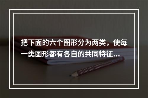 把下面的六个图形分为两类，使每一类图形都有各自的共同特征或