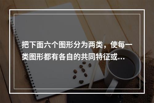 把下面六个图形分为两类，使每一类图形都有各自的共同特征或规