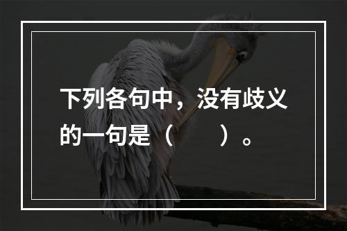 下列各句中，没有歧义的一句是（　　）。