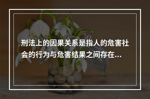 刑法上的因果关系是指人的危害社会的行为与危害结果之间存在的