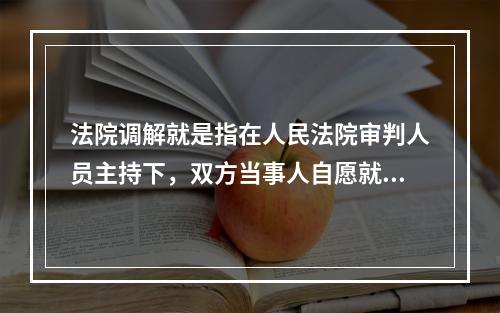 法院调解就是指在人民法院审判人员主持下，双方当事人自愿就民