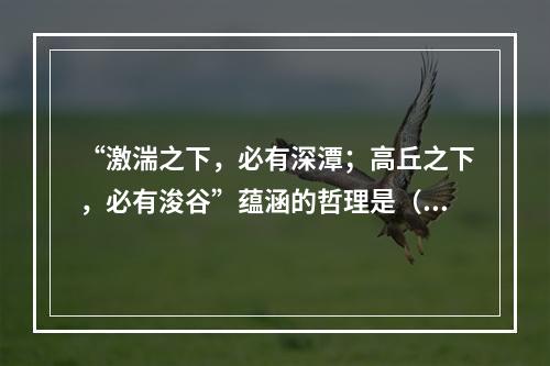 “激湍之下，必有深潭；高丘之下，必有浚谷”蕴涵的哲理是（　