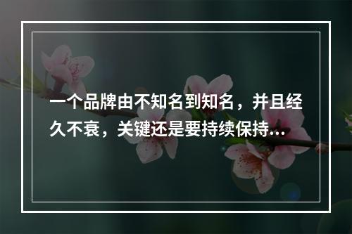 一个品牌由不知名到知名，并且经久不衰，关键还是要持续保持和