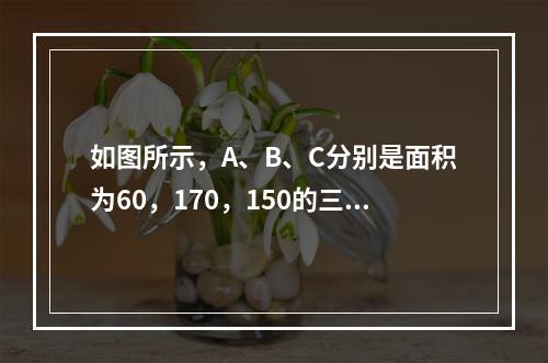 如图所示，A、B、C分别是面积为60，170，150的三张