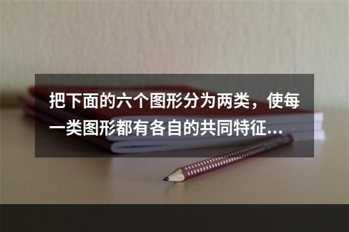 把下面的六个图形分为两类，使每一类图形都有各自的共同特征或