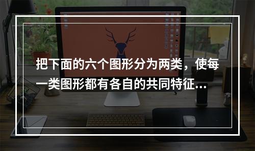 把下面的六个图形分为两类，使每一类图形都有各自的共同特征或