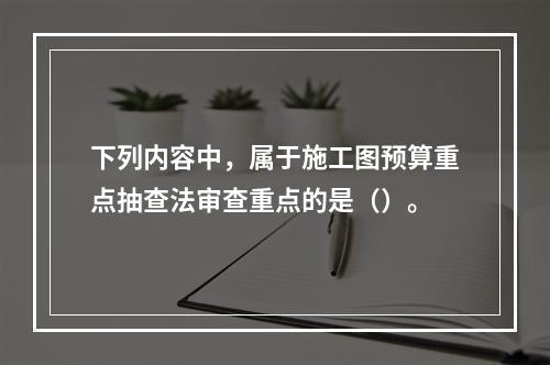 下列内容中，属于施工图预算重点抽查法审查重点的是（）。