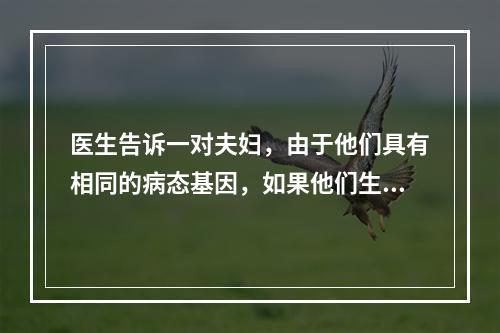 医生告诉一对夫妇，由于他们具有相同的病态基因，如果他们生育