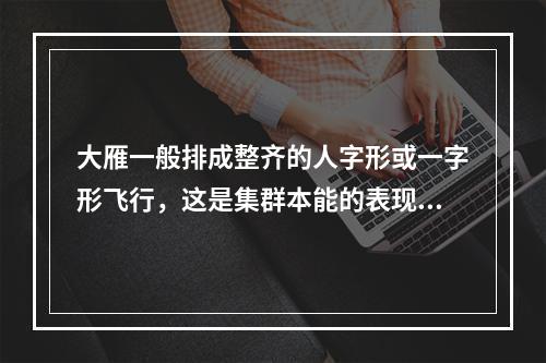 大雁一般排成整齐的人字形或一字形飞行，这是集群本能的表现。