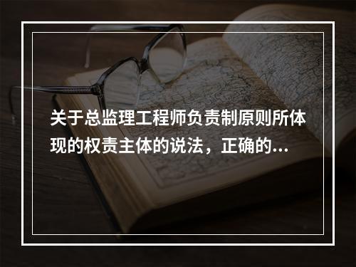 关于总监理工程师负责制原则所体现的权责主体的说法，正确的是