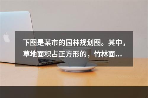 下图是某市的园林规划图。其中，草地面积占正方形的，竹林面积