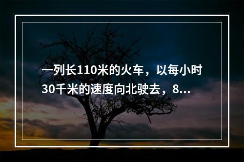 一列长110米的火车，以每小时30千米的速度向北驶去，8时