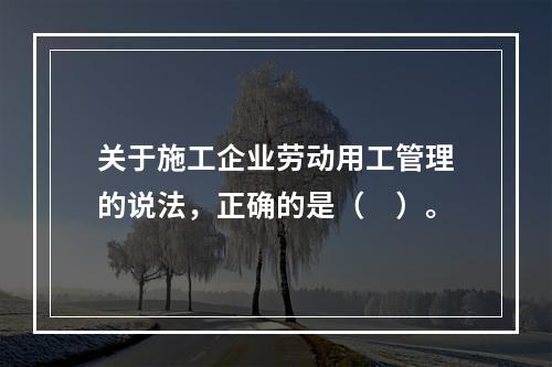 关于施工企业劳动用工管理的说法，正确的是（　）。