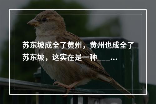 苏东坡成全了黄州，黄州也成全了苏东坡，这实在是一种____