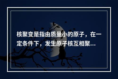 核聚变是指由质量小的原子，在一定条件下，发生原子核互相聚合