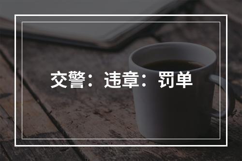 交警：违章：罚单