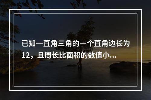 已知一直角三角的一个直角边长为12，且周长比面积的数值小1