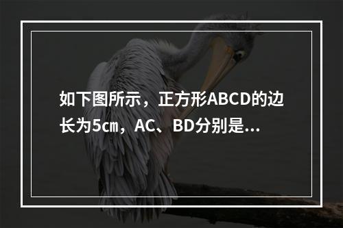 如下图所示，正方形ABCD的边长为5㎝，AC、BD分别是以