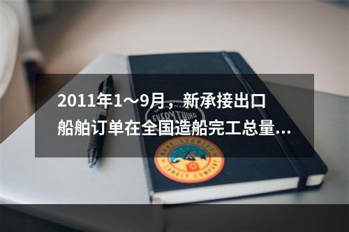 2011年1～9月，新承接出口船舶订单在全国造船完工总量中的