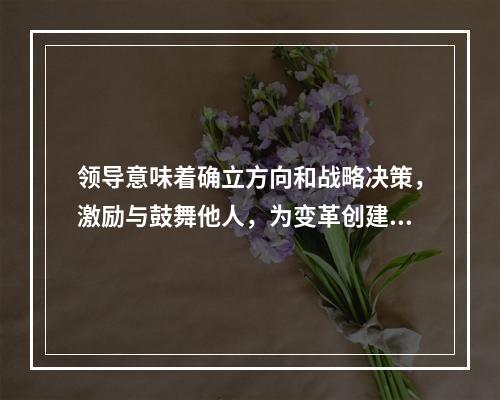 领导意味着确立方向和战略决策，激励与鼓舞他人，为变革创建远