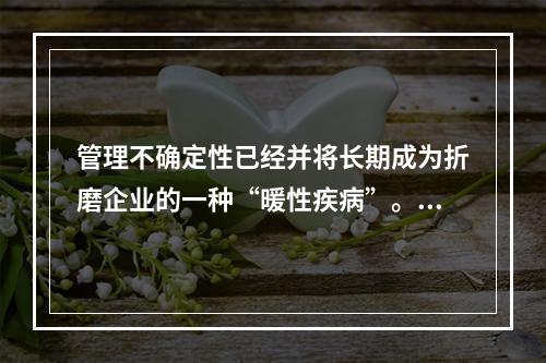 管理不确定性已经并将长期成为折磨企业的一种“暖性疾病”。比