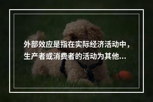 外部效应是指在实际经济活动中，生产者或消费者的活动为其他生