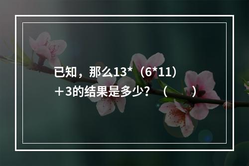 已知，那么13*（6*11）＋3的结果是多少？（　　）