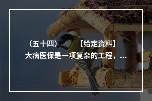 （五十四）　　【给定资料】　　大病医保是一项复杂的工程，何