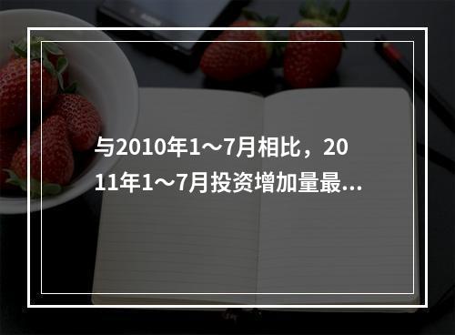 与2010年1～7月相比，2011年1～7月投资增加量最大的