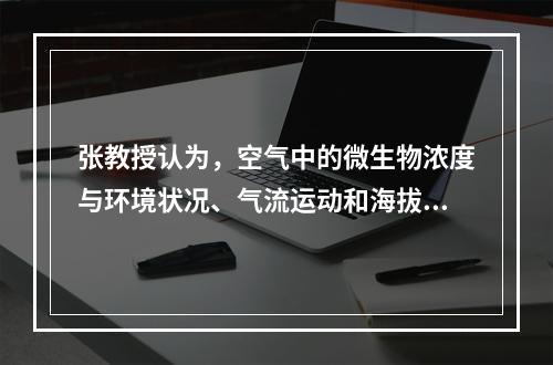 张教授认为，空气中的微生物浓度与环境状况、气流运动和海拔高