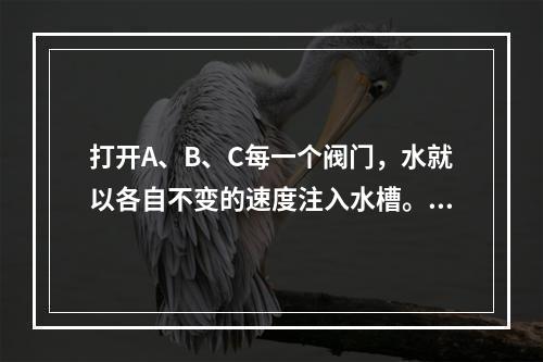 打开A、B、C每一个阀门，水就以各自不变的速度注入水槽。当