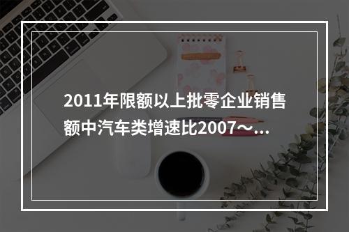 2011年限额以上批零企业销售额中汽车类增速比2007～20