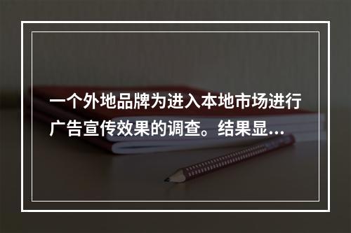 一个外地品牌为进入本地市场进行广告宣传效果的调查。结果显示