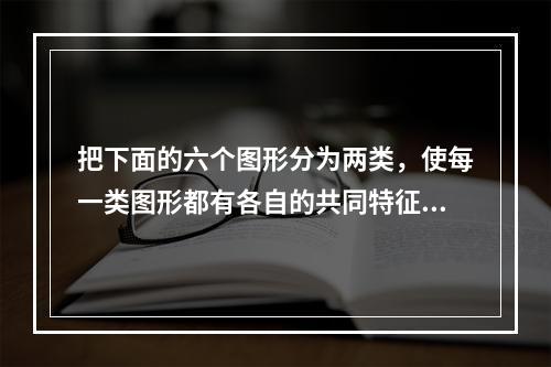 把下面的六个图形分为两类，使每一类图形都有各自的共同特征或