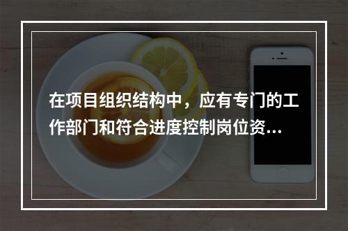 在项目组织结构中，应有专门的工作部门和符合进度控制岗位资格的