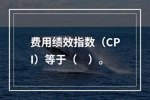 费用绩效指数（CPI）等于（　）。