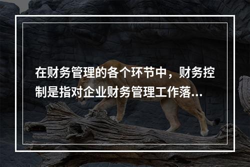 在财务管理的各个环节中，财务控制是指对企业财务管理工作落实内